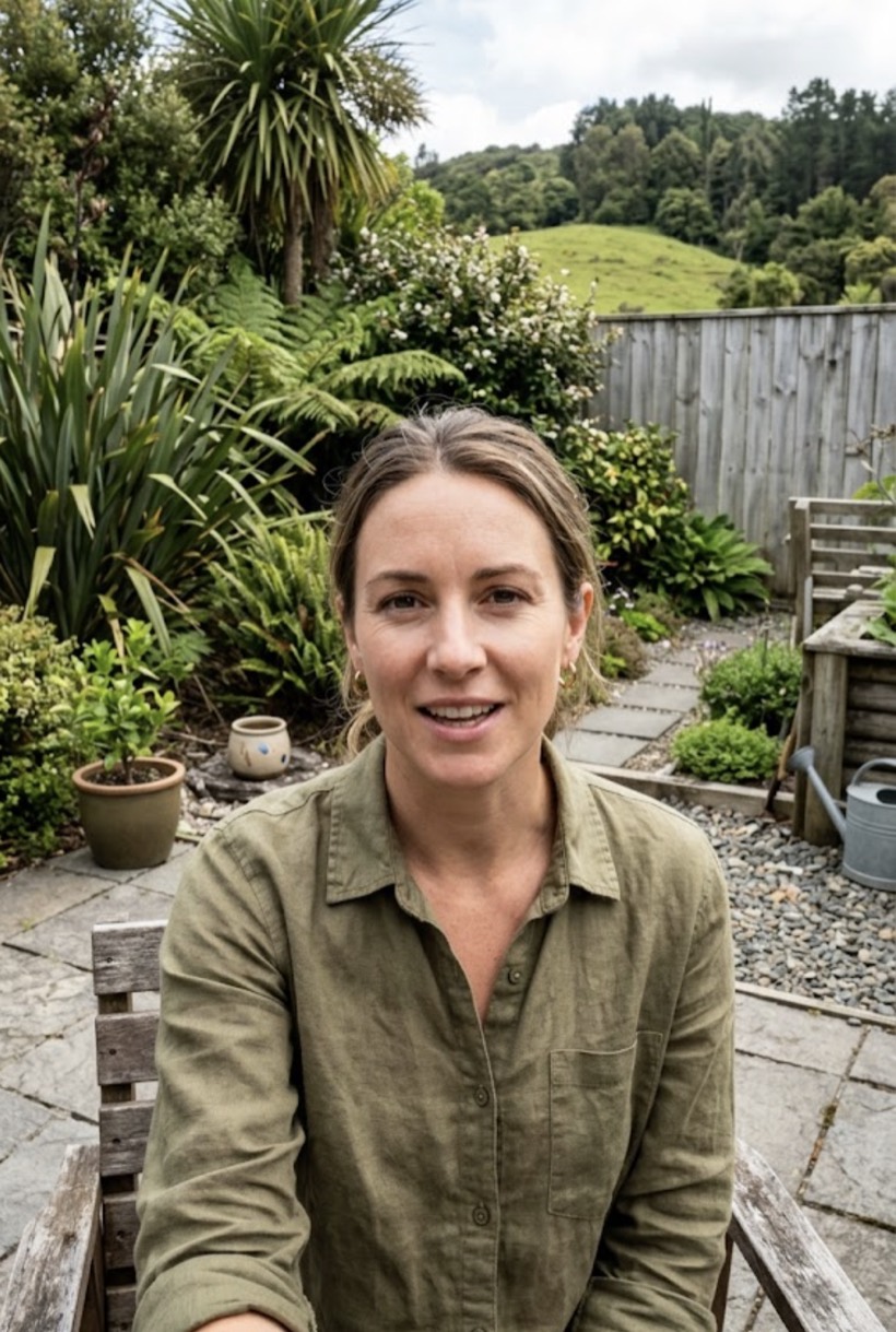 Customer recording a video testimonial in her garden
